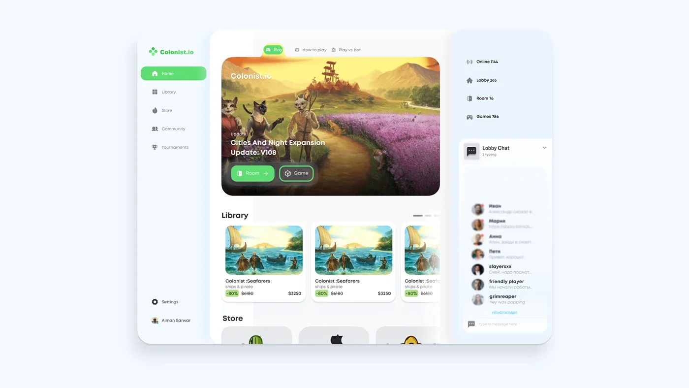 Colonist: the redesigned game lobby