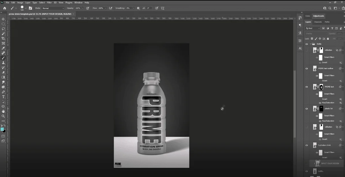 Original Photoshop mockup from the PRIME Creations design tutorial