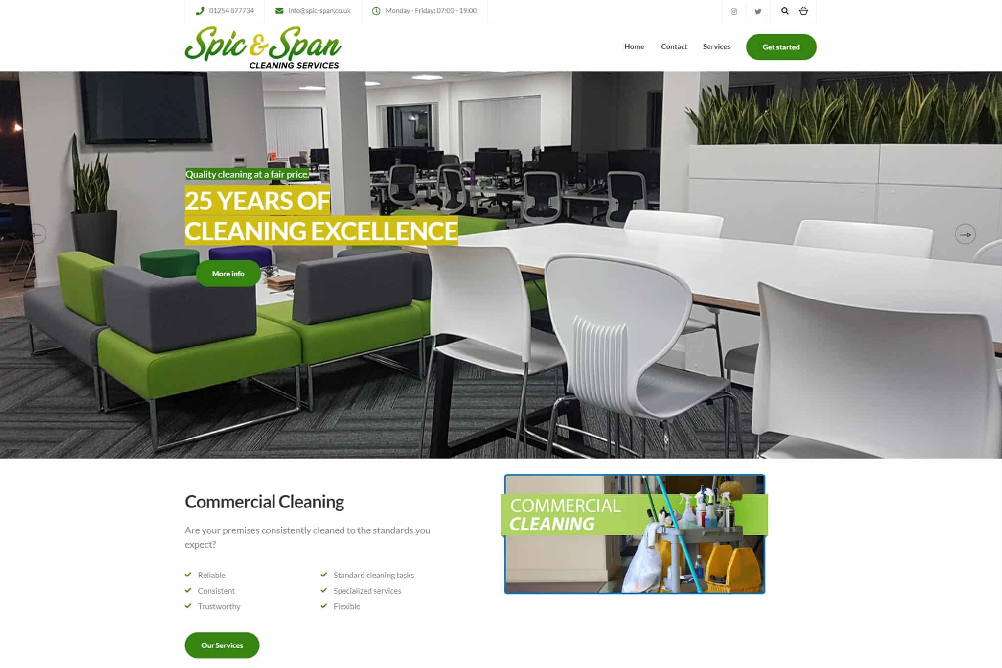 Spic and Span Cleaning Services Lancashire website example by DexCloud