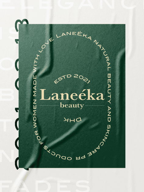 Laneeka beauty branding green bag design