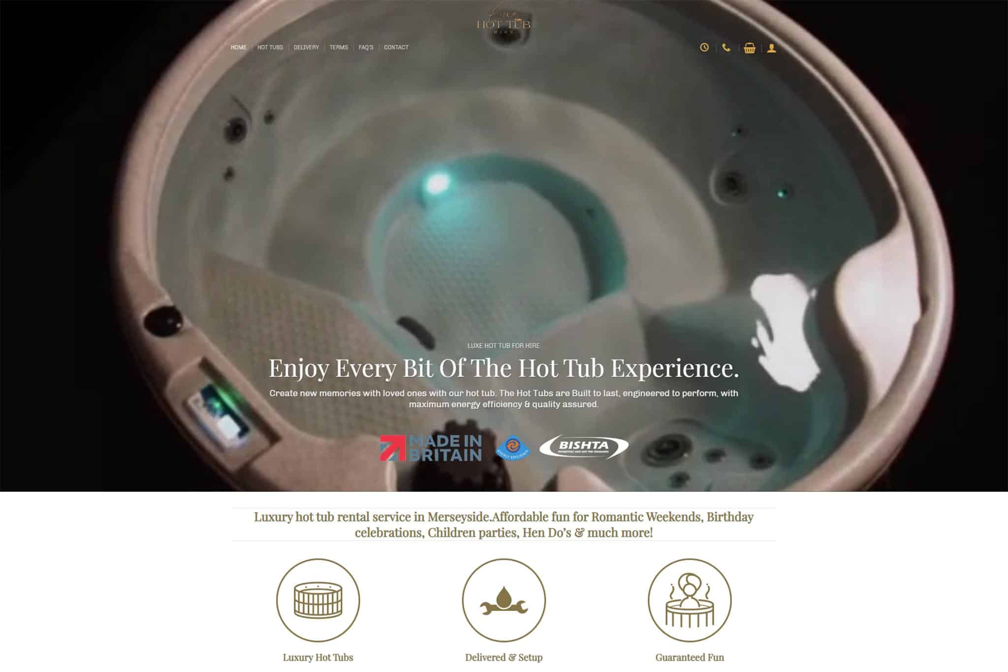 Luxe Hot Tub hire web design by DexCloud