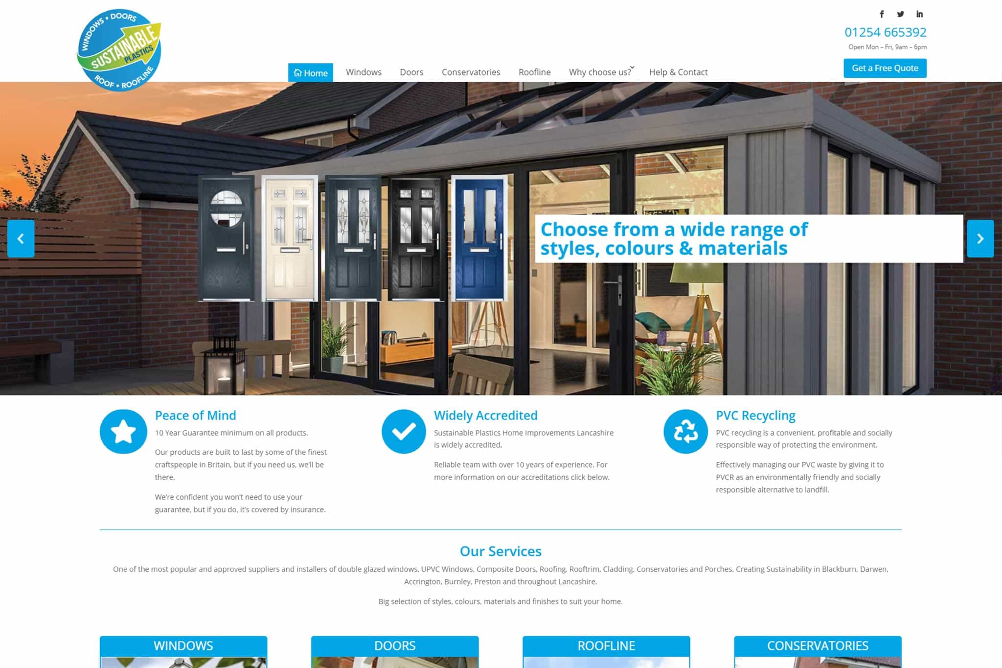 Sustainable Plastics Home improvement Lancashire company website example by DexCloud