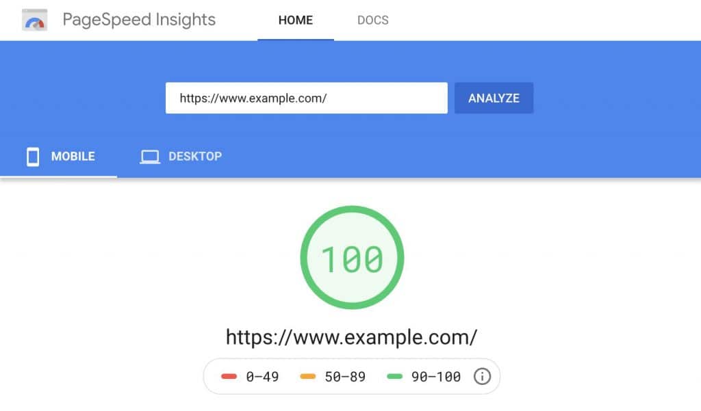 Google PageSpeed Insights Score DexCloud